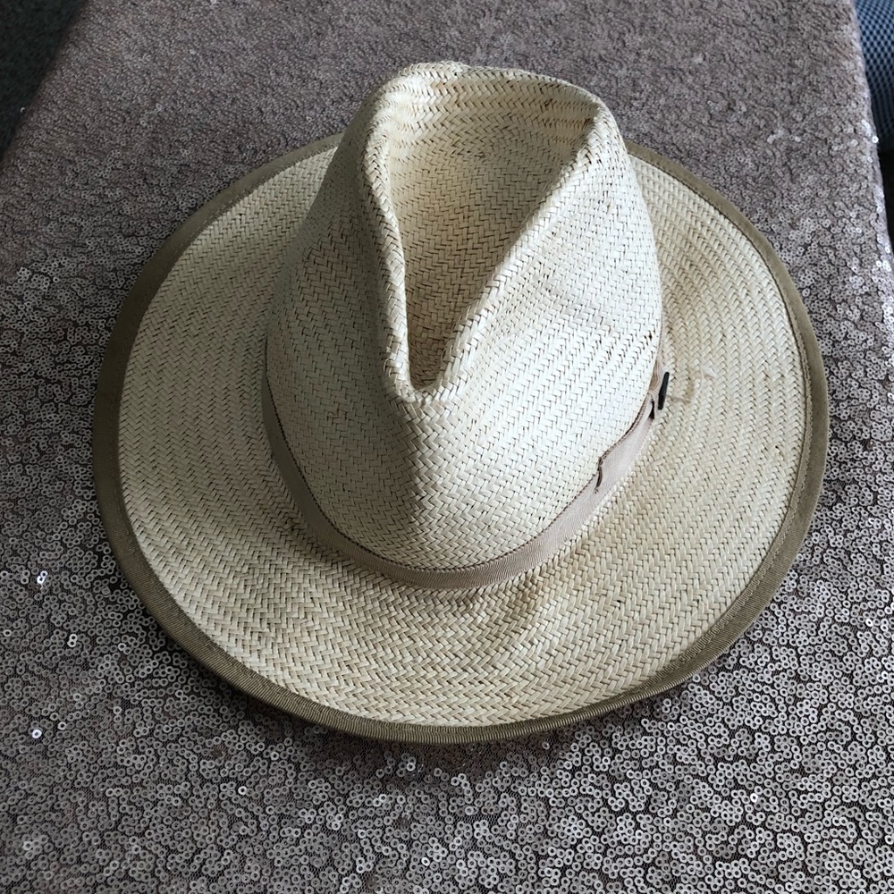 Brixton Tan Straw Fedora Sz Small